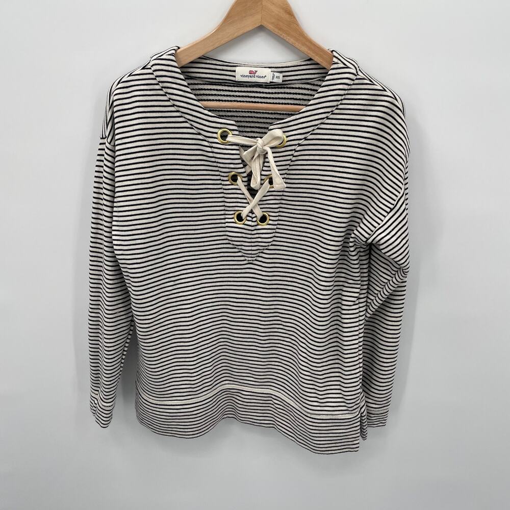 VINEYARD VINES Bateau Lace Up Pullover Sweatshirt // XXS